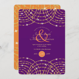 Indische bruiloft Paarse koraalgouden lichten Kaart