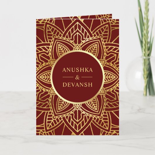 Indische bruiloft Rode en gouden etnische Mandala (Voorkant)