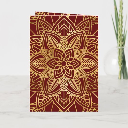 Indische bruiloft Rode en gouden etnische Mandala (Achterkant)