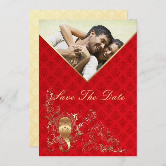 Indische bruiloft - Sla de datumkaart op Save The Date (Voorkant / Achterkant)
