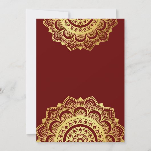 Indische bruiloft sparen de datum maroon en goud kaart (Achterkant)