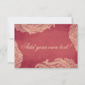 Indische bruiloft, tafelkaarten, plaatskaarten, Me Kaart (Voorkant)