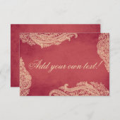 Indische bruiloft, tafelkaarten, plaatskaarten, Me Kaart (Voorkant / Achterkant)