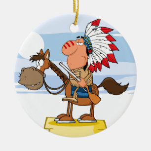 Indische chef met Pistool op paarden Keramisch Ornament