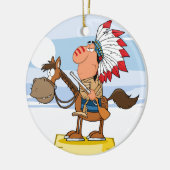 Indische chef met Pistool op paarden Keramisch Ornament (Links)