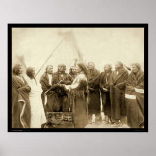 Indische chefs met generaal Miles SD 1891 Poster