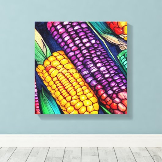 Indische corn canvas afdruk (Insitu (Houten vloer))