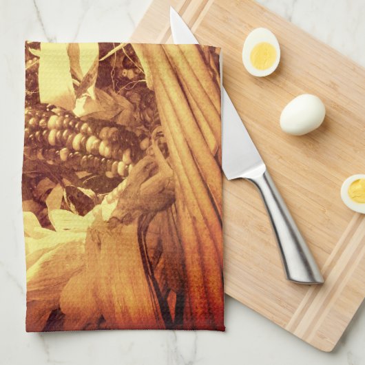 Indische corn in mandje  look Herfst Theedoek (Quarter Fold)