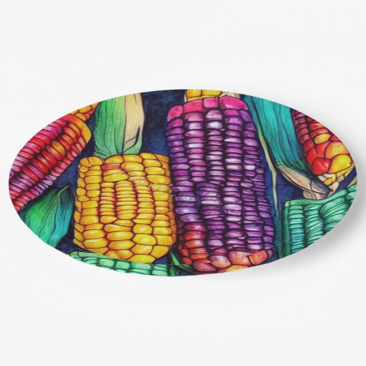 Indische corn papieren bordje (Gekanteld)