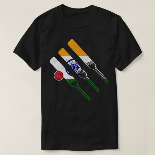 Indische cricket vlag voor cricketspeler Cr T-shirt (Design voorkant)