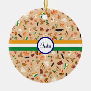 Indische cultuurgoederen met vlag en tekst keramisch ornament