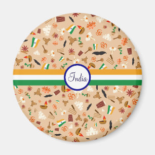 Indische cultuurgoederen met vlag en tekst magneet