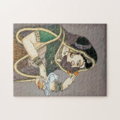 Indische dame en duif legpuzzel (Horizontaal)