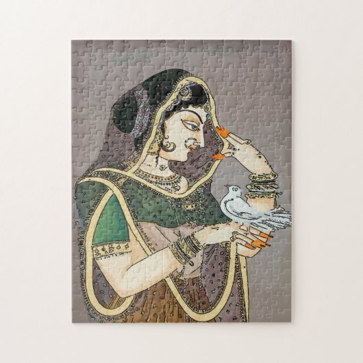 Indische dame en duif legpuzzel (Verticaal)