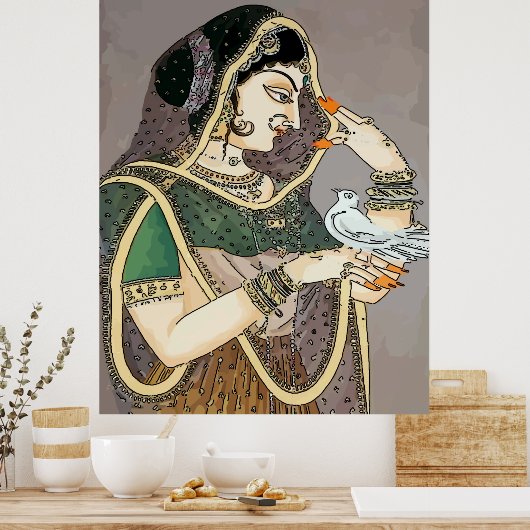 Indische dame met Dove Poster (Keuken)