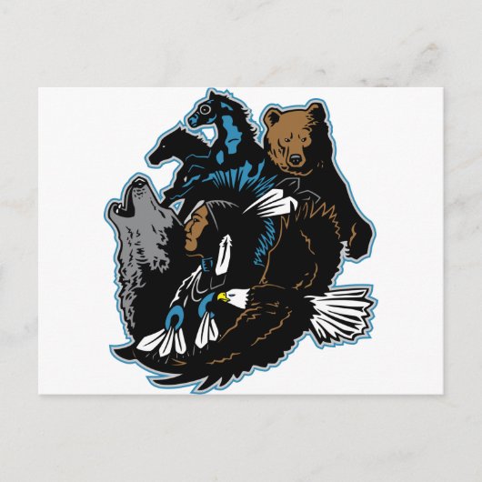 Indische dieren en dieren briefkaart (Voorkant)