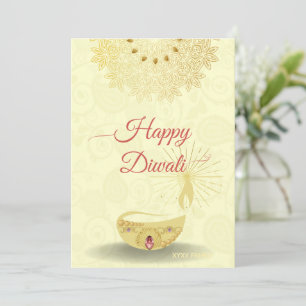Indische Diwali Feestelijke Diya met Mandala Feestdagenkaart