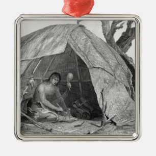 Indische dokter die een medicijnpotje maakt metalen ornament