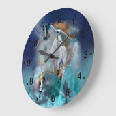 Indische dreamcatcher en etnische stammenwolf grote klok (Hoek)