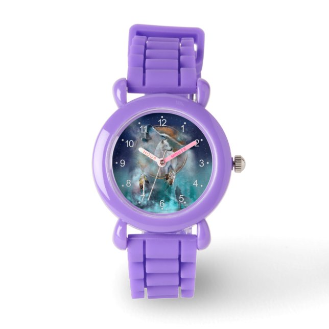 Indische dreamcatcher en etnische stammenwolf horloge (Voorkant)