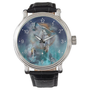 Indische dreamcatcher en etnische stammenwolf horloge