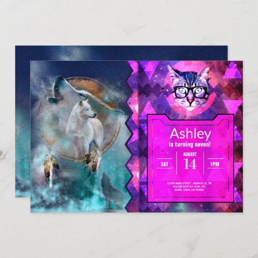 Indische dreamcatcher en etnische stammenwolf kaart (Voorkant / Achterkant)