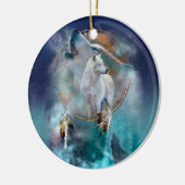 Indische dreamcatcher en etnische stammenwolf keramisch ornament (Links)