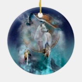 Indische dreamcatcher en etnische stammenwolf keramisch ornament (Achterkant)