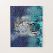 Indische dreamcatcher en etnische stammenwolf legpuzzel (Verticaal)