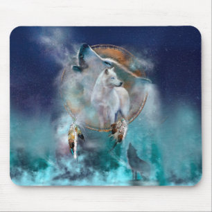 Indische dreamcatcher en etnische stammenwolf muismat