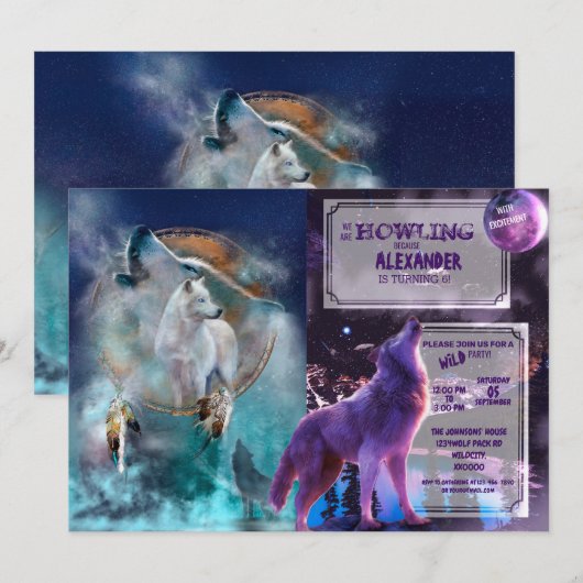 Indische dromer en etnische stammenwolf kaart (Voorkant / Achterkant)