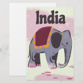 Indische Elephant vintage poster print. Briefpapier (Voorkant / Achterkant)