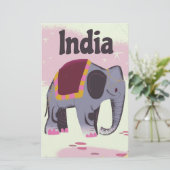 Indische Elephant vintage poster print. Briefpapier (Staand voorkant)