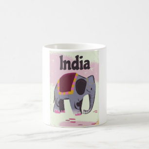Indische Elephant vintage poster print. Koffiemok