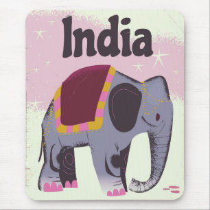 Indische Elephant vintage poster print. Muismat