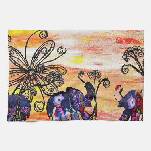 Indische Elephants Kitchen Towel Theedoek (Horizontaal)