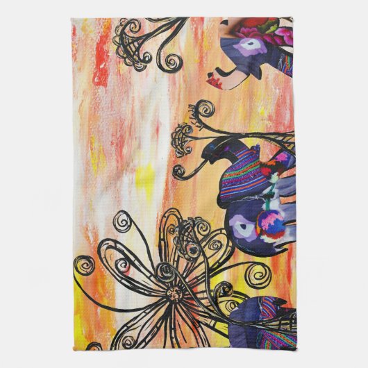 Indische Elephants Kitchen Towel Theedoek (Verticaal)