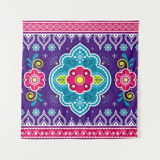 Indische en Pakistaanse truckerkunst naadloos in h Wandkleed (Voorkant)