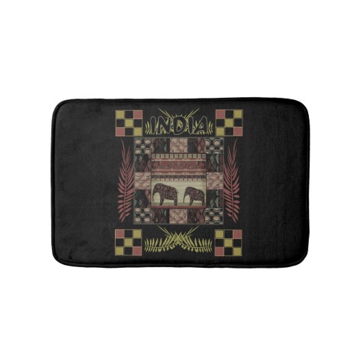 Indische etnische patchwork-olifanten badmat (Voorkant)