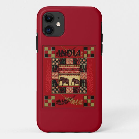Indische etnische patchwork-olifanten Case-Mate iPhone case (Achterkant)