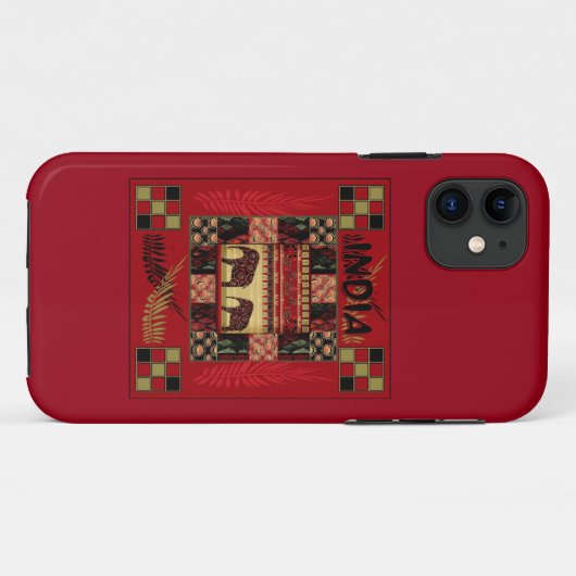 Indische etnische patchwork-olifanten Case-Mate iPhone case (Achterkant (horizontaal))