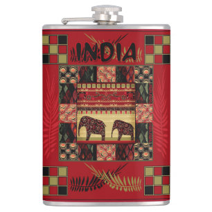 Indische etnische patchwork-olifanten heupfles
