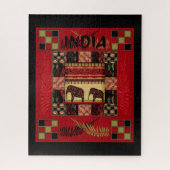 Indische etnische patchwork-olifanten legpuzzel (Verticaal)