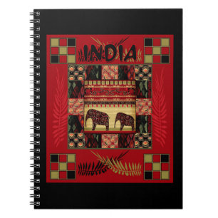 Indische etnische patchwork-olifanten notitieboek