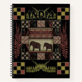 Indische etnische patchwork-olifanten notitieboek (Voorkant)