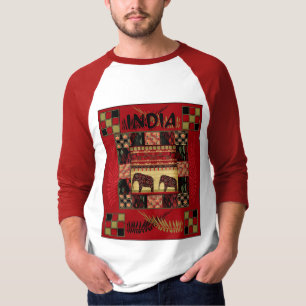Indische etnische patchwork-olifanten t-shirt