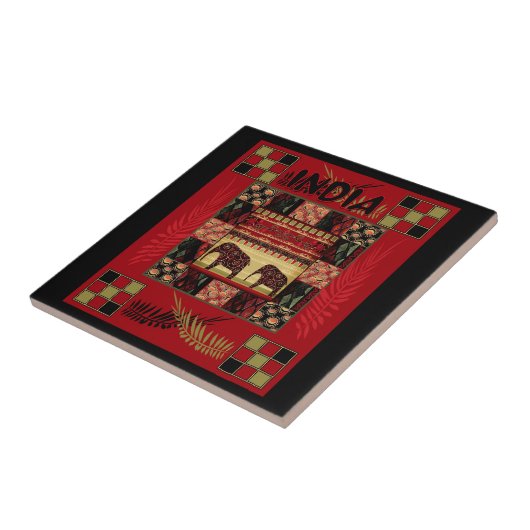 Indische etnische patchwork-olifanten tegeltje (Zijkant)