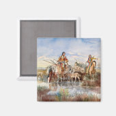 Indische familie met Travois, 1897, door Russell Magneet (Voorkant / Achterkant)