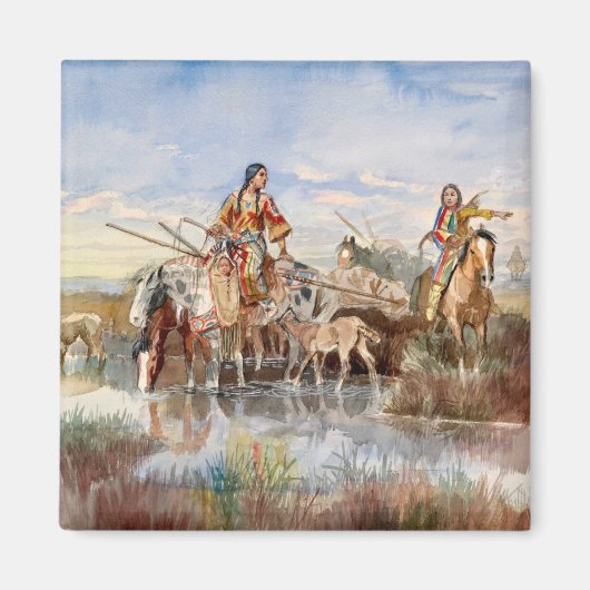 Indische familie met Travois, 1897, door Russell Magneet (Voorkant)