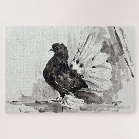 Indische Fantail Duif Eyeliner Hen Legpuzzel (Horizontaal)